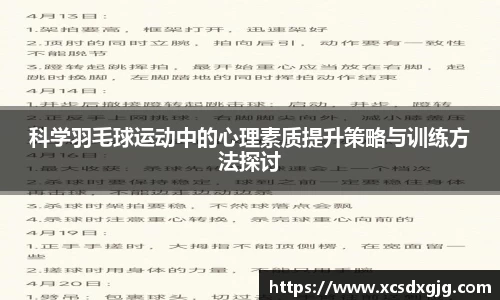 科学羽毛球运动中的心理素质提升策略与训练方法探讨
